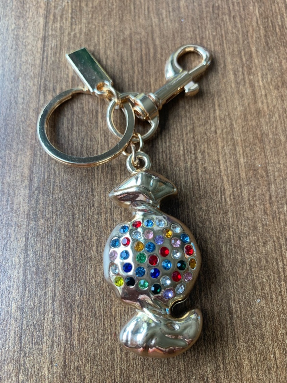 Gold-Tone Multicolor Crystal Candy Charm Keychain - Women Accessories
